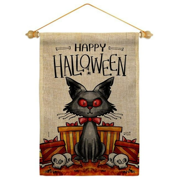 Angeleno Heritage GS130409-DB-05 Kitty O Ween Falltime Halloween 13 x 18.5. in. Double-Sided Decorative Vertical House Garden Flag Set for Decoration Banner Yard Gift