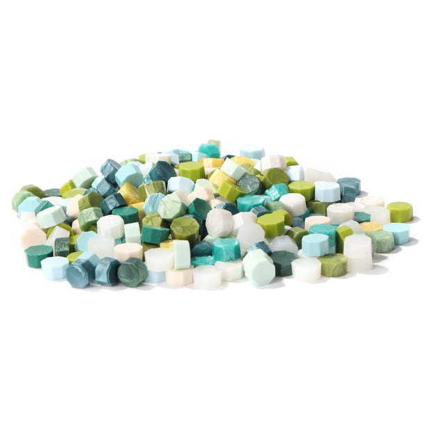 100 Uds Octágono Cuentas Cera para Sello Cera Pastilla para Tableta (verde Oscuro)