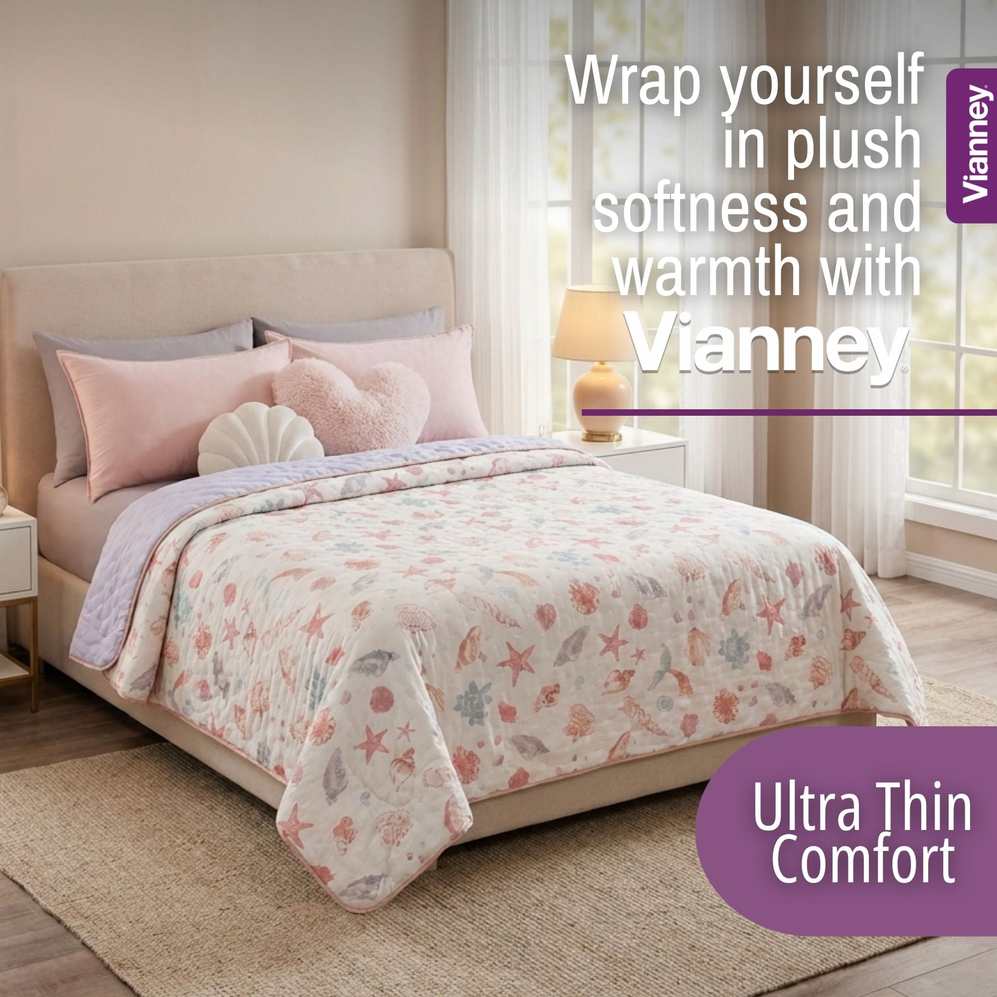 Vianney Comforter Twin Novo Coral Patterned Design Soft Fleece Material Lightweight and Cozy Throw for Couch or Bed Year Round Comfort and Stylish Decor