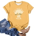 thumbnail image 5 of DPTALR Women's Summer Fitted Casual Floral Print Round Neck Short Sleeve T-Shirt,Yellow,Size M, 5 of 5