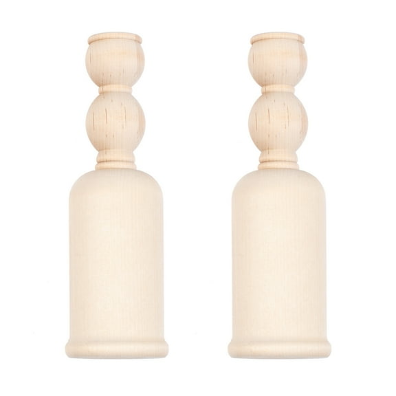 Set of 2 Unfinished Wooden Candle Sticks - For DIY Everyday Decor