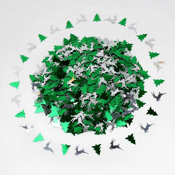 Confeti navideño con forma de ciervo, árbol de Navidad, copo de nieve, muñeco de nieve, confeti de lentejuelas para Feliz Navidad, decoraciones de mesa de fiesta de año nuevo
