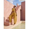 thumbnail image 7 of Women's Elastic Waist Pleated Lantern Pants, Loose Fit Slit Hem Trousers for Everyday, Vacation, Beach & Casual Wear, 7 of 7