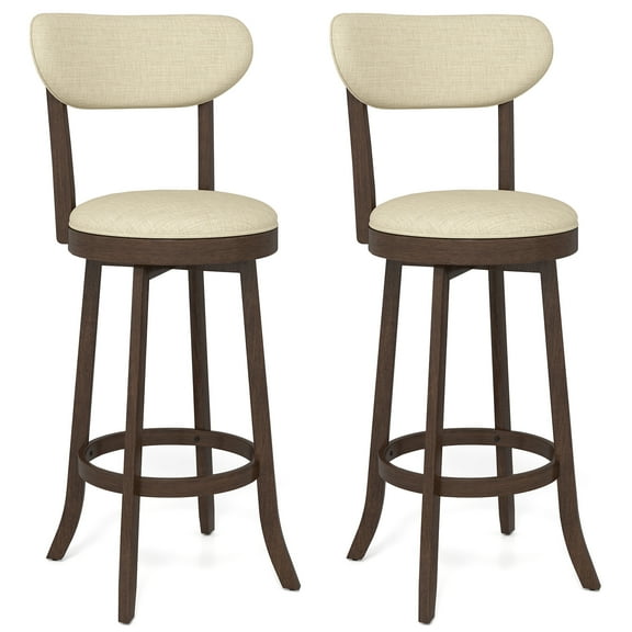 Gymax 30.5'' Bar Height Chairs Set of 2 Swivel High Barstool w/ Padded Seat & Backrest