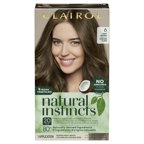 Clairol Natural Instincts Demi-Permanent Hair Color Creme, 6 Light Brown, Hair  Dye, 1 Application 