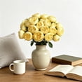 thumbnail image 5 of Artificial Peony Bouquet 27 Heads Faux Silk Flowers in Raffia Wrap Realistic Fake Peonies for Home Decor Vase Flowers for Living Room Table Centerpiece Wedding Farmhouse 1PCS, 5 of 6