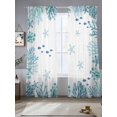 thumbnail image 2 of Summer Ocean Teal Coral Sheer Curtains 84 Inch Long 2 Panels, Nautical Sea Watercolor Fish Starfish Light Filtering Rod Pocket Curtains, Sheer Voile Drapes for Living Room Bedroom, 52"x84", 2 of 8