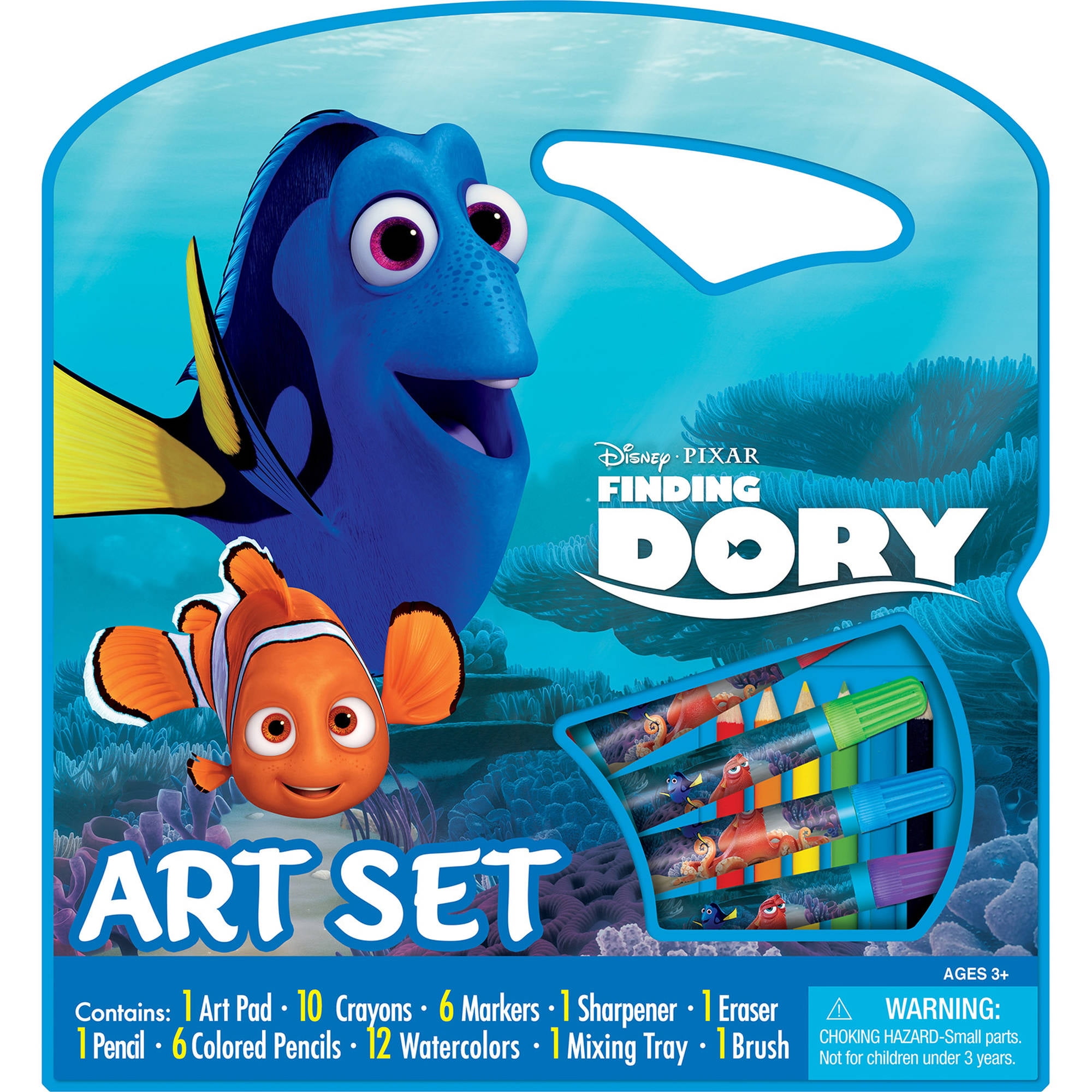 Disney Finding Dory Childrens Art Craft Travel Colouring & Ink Stamp Set 