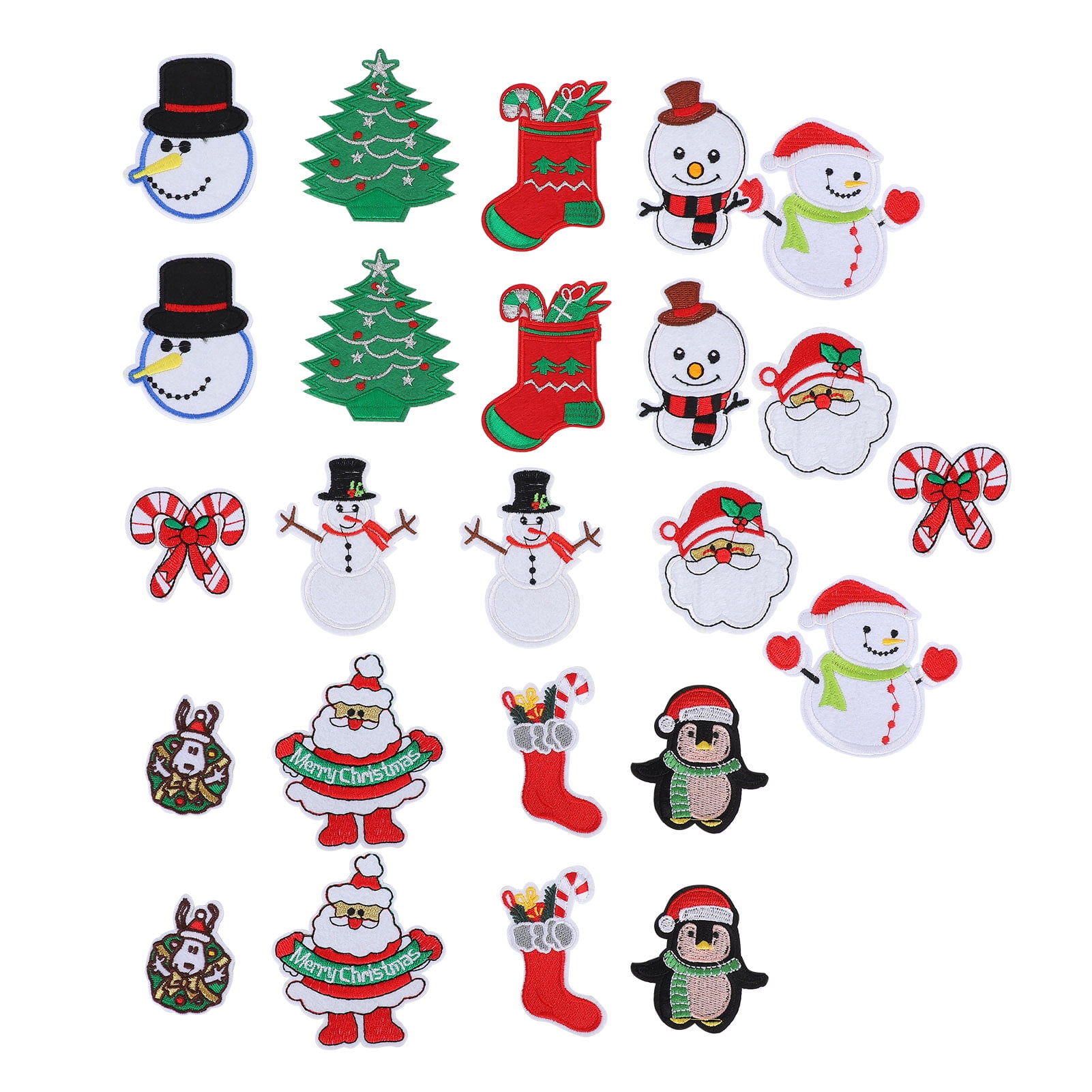 Christmas Patches Sew on Iron on Embroidered 18pcs Xmas Tree Santa Cute Appliques for DIY Crafts Clothes Decorations, Size: Small