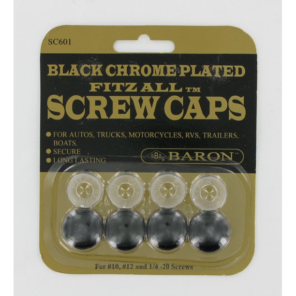 Black Coated Screw Caps for License Plate Frame