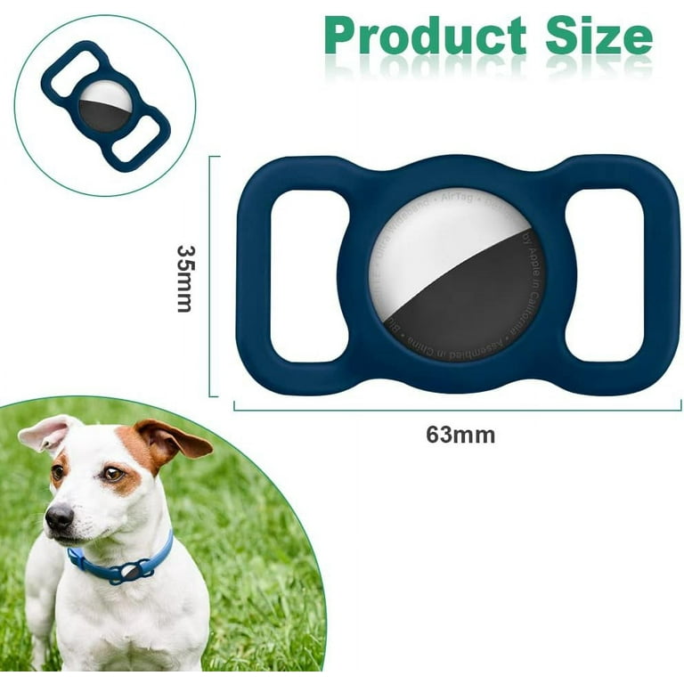 Airtag Dog Collar Holder for Apple Airtags, Anti-Lost Air Tag Holder Case, Airtag  Pet Collar Holder Protector Compatible with Cat Dog Collars-Blue 