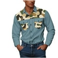 thumbnail image 4 of DDAPJ pyju Mens Western Shirts Long Sleeve Cowboy Shirts for Men Casual Button Down Shirts Camo Work Shirt with Pockets Sky Blue XXXL, 4 of 8