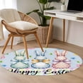 thumbnail image 4 of Round Rug 4Ft Washable Non-Slip, Easter Bunny Circle Area Rugs for Living Room Bedroom, Spring Watercolor Polka Dot Flower Plaid Blue Indoor Floor Mats Carpet Runner for Home Decor Aesthetic, 4 of 8