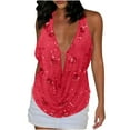 thumbnail image 2 of TIMIFIS Womens Sequin Halter Top Summer Backless Ruched Tank Sleeveless Shirts Glitter Spring Casual Fashion Sparkly Going Out Lightweight Comfy Soft Fashion Top, 2 of 6