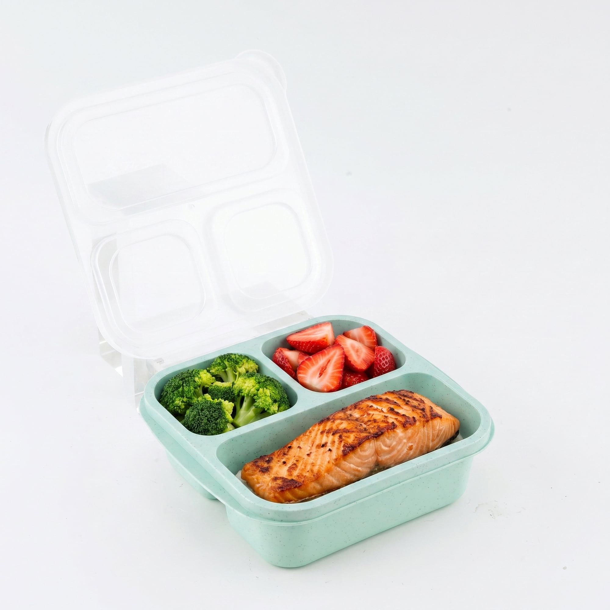 Unique Bargains Wheat Straw Leak-Proof Meal Lunch Bento Box for Work Travel Green