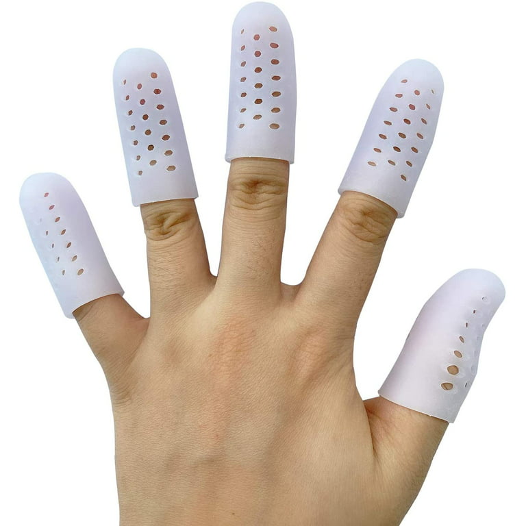 10 PCS Silicone Finger Protectors for Wounds New Breathable Finger Caps  with Holes for Finger Cracking, Eczema, Trigger Fingers, Blisters, Corns