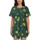 thumbnail image 1 of Fotbe Camp In The Forest Conjunto de Pijama Estampado para Mujer, 2 Piezas, Ropa de Dormir con Camiseta de Manga Corta y Shorts Suaves-Large, 1 of 6