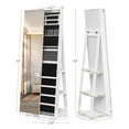 thumbnail image 5 of EasingRoom Mirrored 360 Swivel Armoire Jewlery Organizer Locable, Pull-out Cabinet Door, Storage Shelves for Bedroom Living Room, White, 5 of 7