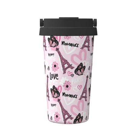 

Tebeau Eiffel Tower and Butterflies Print Travel Coffee Mug Insulated Coffee Cup with Leakproof Lid Coffee Tumbler Reusable Coffee Cups with Seal Lid