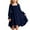 Navy, variant on REDARER Girls Party Dress, Square Neck Flutter Sleeve Gown with Flared Hem for Kids, Elegant Ruffle Trim Dress,Size:9-10 Years