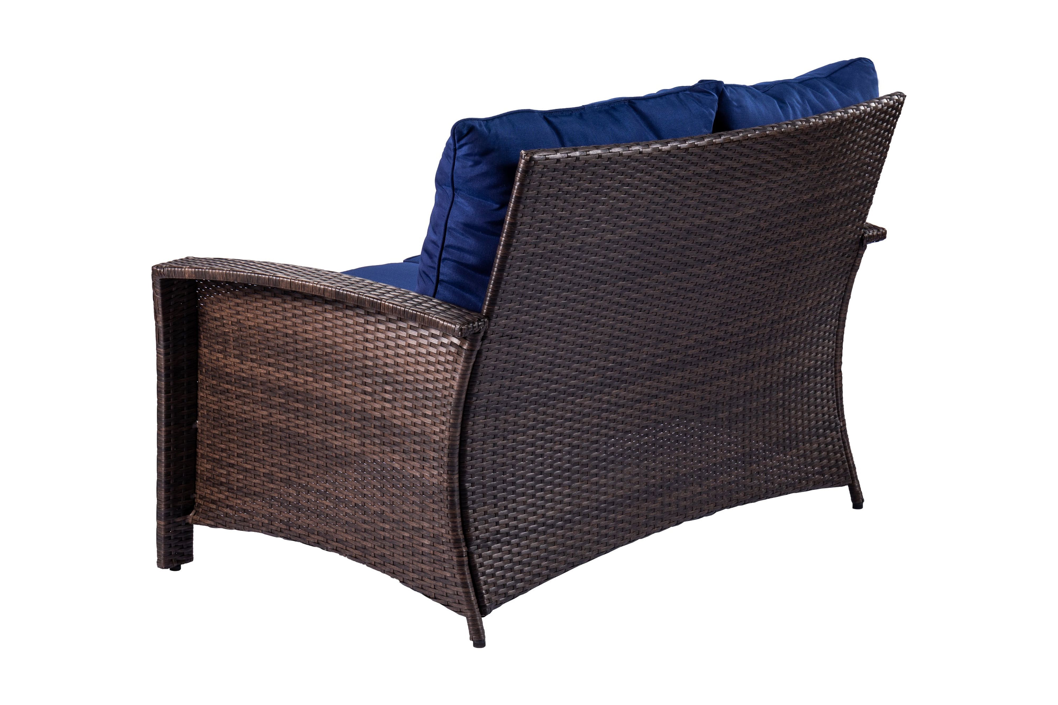 Williamsport 4pcs deep seating set Dark Blue with furniture cover, swivel chair