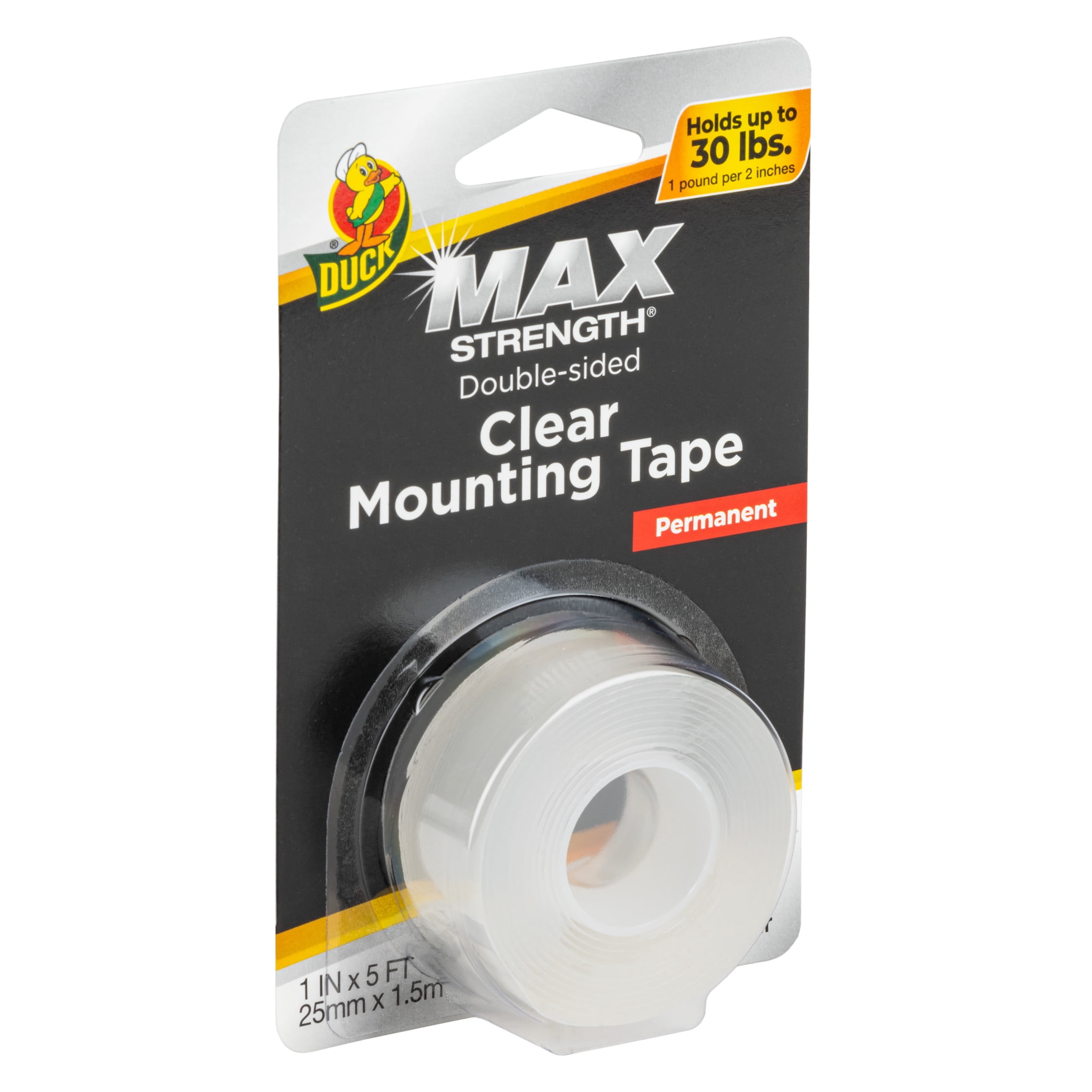 (3 pack) Duck Max Strength 1 in. x 60 in. Clear Mounting Tape
