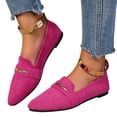 thumbnail image 2 of Domzle Women's Pointy Toe Loafer Flat Comfortable Faux Suede Work Shoes,Cute Penny Loafer Slip On Ballet Flat Hot Pink, 2 of 9