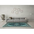 thumbnail image 3 of Ahgly Company Indoor Square Medallion Light Blue Traditional Area Rugs, 3' Square, 3 of 4