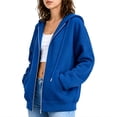 thumbnail image 4 of Edvintorg Women's Fashion Hoodies & Sweatshirts Long Sleeve Loose Casual Zip up Sweatshirt with Pocket Women's Clothing Blue L, 4 of 7