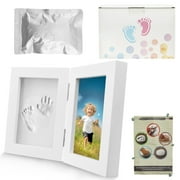 Keyohome Baby Footprint Kit,Newborn Footprint Frame,Wooden Newborn Keepsake Frame,Diy Baby Hand Print Kit for Boys Girls,White