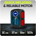 thumbnail image 6 of FORTEM Tire Inflator Portable Air Compressor 150 PSI, 12V Electric Bike Pump for Car Tires and Bicycles w/LED Light, Digital Tire Pressure Gauge w/Auto Pump/Shut Off, Carrying Case (Red), 6 of 10