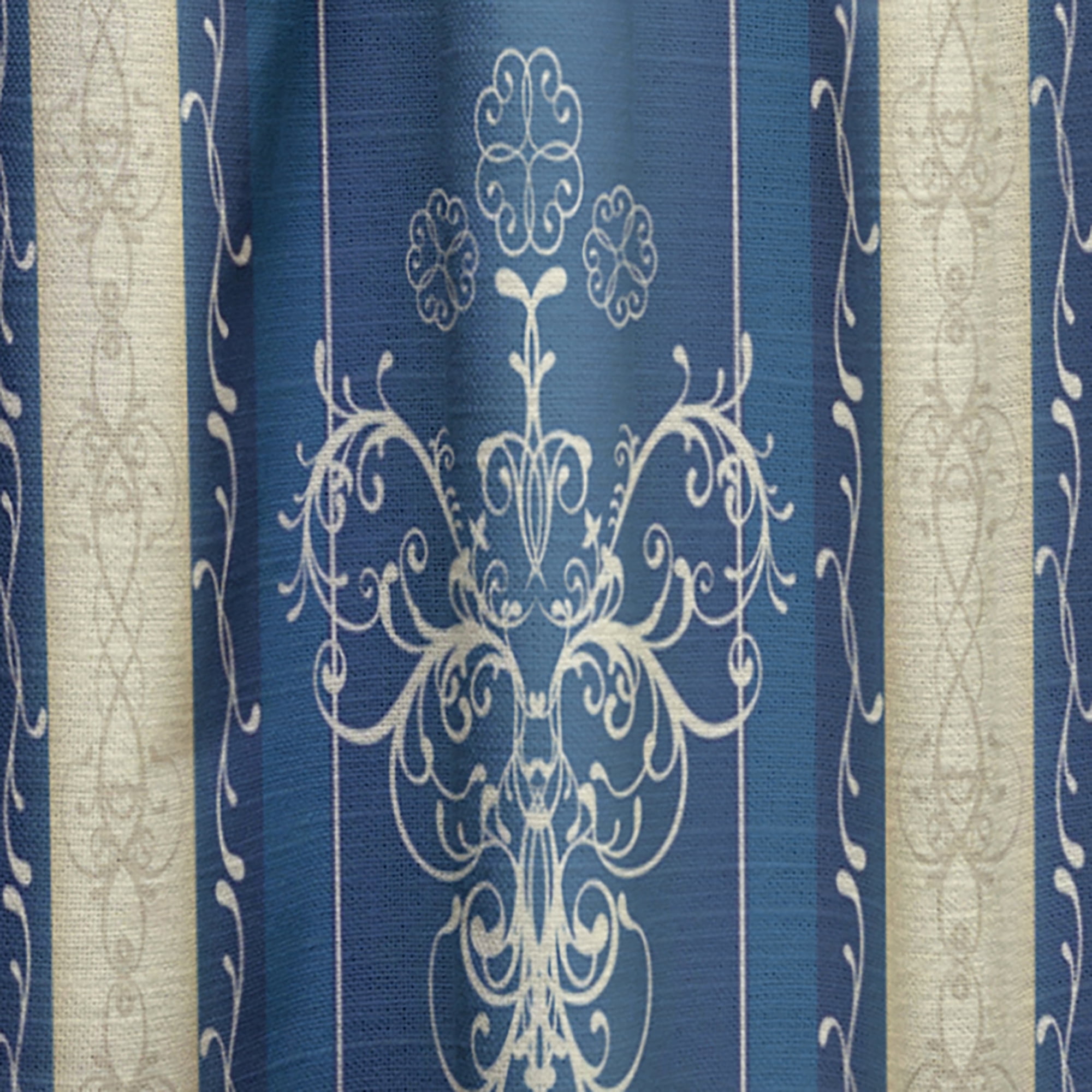 Designart 'Luxury Lace Design On Blue' Modern & Contemporary Curtain Panel