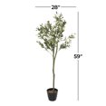 thumbnail image 4 of DecMode 59" Artificial Olive Tree in Realistic Leaves and Black Melamine Pot, 4 of 8