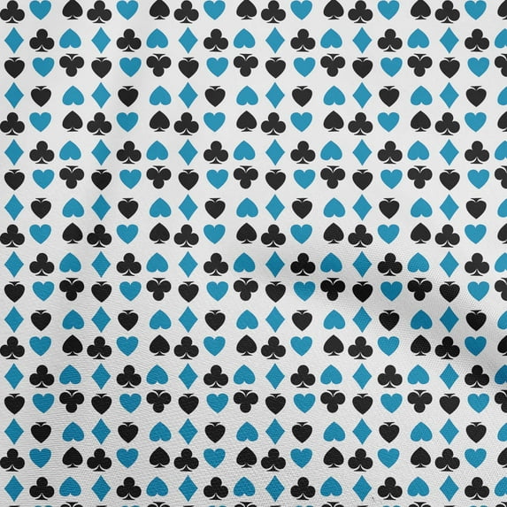 oneOone Cotton Cambric Medium Blue Fabric Poker Card Sewing Fabric By The Yard Printed Diy Clothing Sewing Supplies 42 Inch Wide
