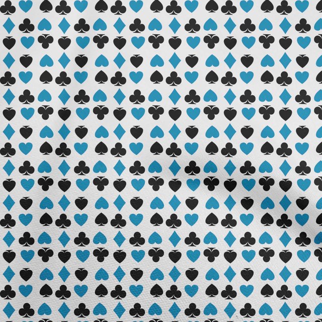 oneOone Georgette Viscose Medium Blue Fabric Poker Card Craft Projects Decor Fabric Printed By The Yard 42 Inch Wide