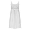 thumbnail image 4 of Boho Dresses For Women Beach Fashion Casual Loose A-Line V-Neck Sleeveless Spaghetti Straps Solid Color Mini Flowy Sundress White-08, 4 of 9