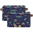 thumbnail image 2 of GZHJMY Space Planet Rectangular Storage Bin, Collapsible Toy Storage Bins, Waterproof Canvas Rectangular Storage Bin with Leather Handles for Home Closets Offices,Bedrooms,Kids Toy, Gift Baskets, 2 of 7