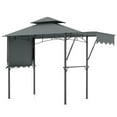 thumbnail image 6 of Topcobe 13 x 5 Feet Grill Patio Canopy with Dual Side Awnings and 2 Shelves Adjustable Shadow, Outdoor Patio Tent for Garden Backyard Pool Deck-Gray, 6 of 11