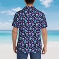 thumbnail image 4 of Sikiie Blue Skull Flower Print Men's Hawaiian Shirt, Summer Beach Button Pocket Short Sleeve T-Shirt,X-Large, 4 of 7