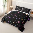 thumbnail image 3 of Manfei Dreamy Colorful Stars Quilt Full,Kawaii Cartoon Theme Full Bedspread Sets,Black,Black Reversible,3-Piece,1 Coverlet and 2 Pillowcases, 3 of 7