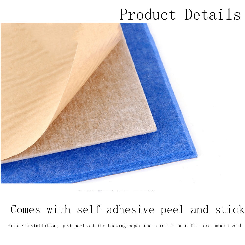 Sound Absorbing Noise Dampening Acoustic Self-adhesive Panel Wall Treatment 9" x 9" x 0.4", Black Square, 12-pack