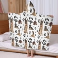 thumbnail image 5 of German Shepherd Dog and Footprint Hooded Bath Towel，60"x35" for Ages 3 To 12 Kids, Quick Dry Lightweight Soft Microfiber Hood Beach Towel Cover Up for Kids, 5 of 7