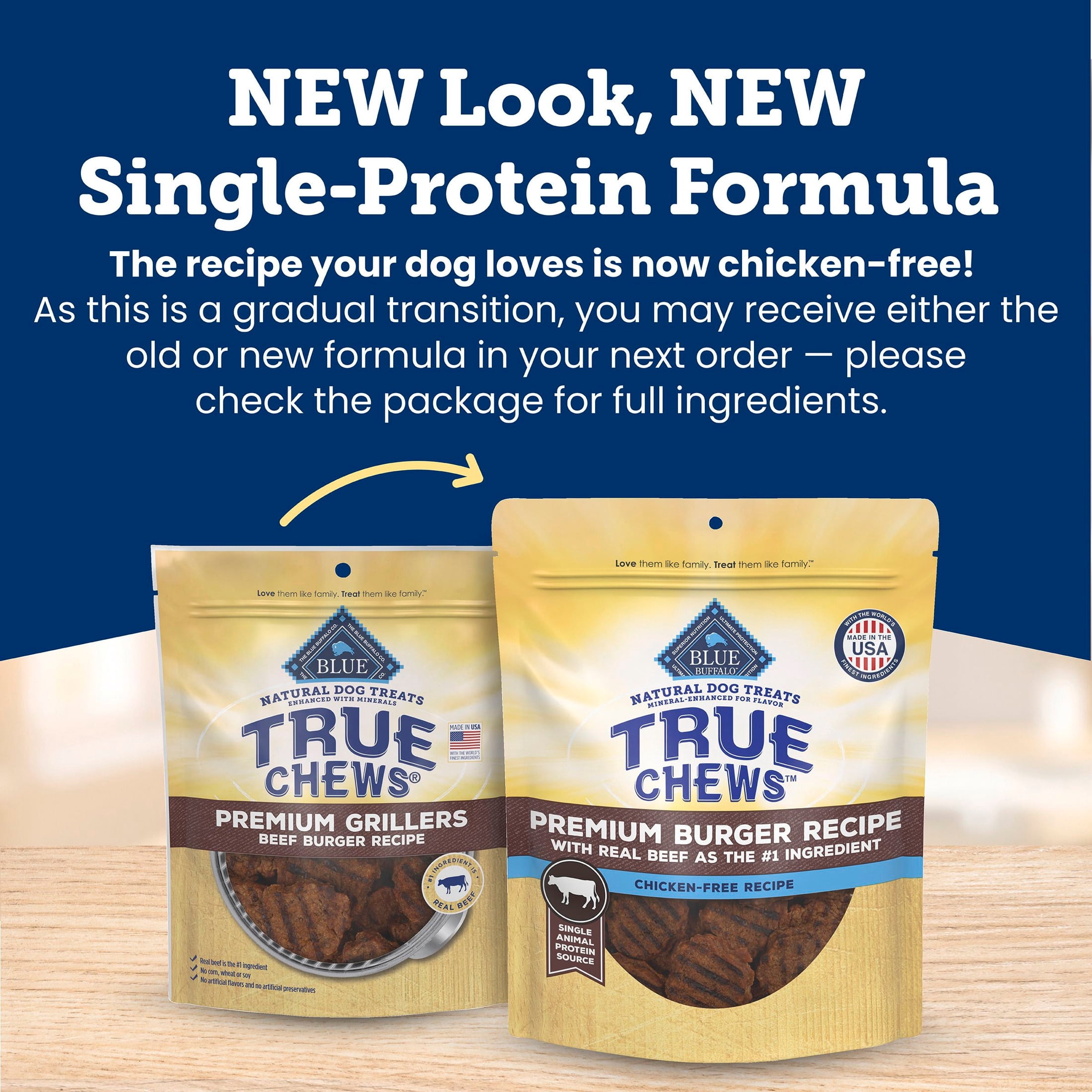 Blue Buffalo True Chews Chicken-Free Dog Treats, Premium Burger Recipe, 10oz.