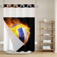thumbnail image 6 of No Hook Shower Curtain with Snap in Liner, Abstract Flame Volleyball Waterproof Fabric Bathroom Curtain Mesh Top Window, Modern Sport Art Shower Curtains 60x72in, 6 of 9