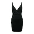 thumbnail image 4 of Women's Summer Sleeveless V-Neck Pleated Mini Sling Dress Spaghetti Straps Bodycon Beach Dress for Party Club, 4 of 5