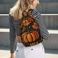 thumbnail image 5 of Xecao Autumn Pumpkin Leaves for Canvas College Laptop Backpack, a Durable Rucksack for Both Men and Women, ideal for travel, school, and daily use Bag-Medium, 5 of 5