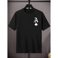 thumbnail image 2 of [95% Polyester Crew Neck T-Shirt] Men'S Casual Crew Neck T-Shirt with Ace of Spades Print, Polyester 95% Spandex 5% Knit Fabric, Regular Fit, Medium Stretch, for Teen & Adult - Spring/Summer/Fall, 2 of 9