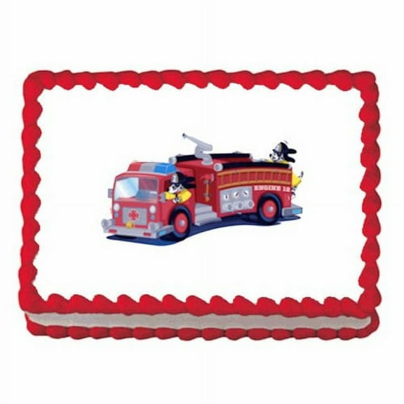 Firetruck Image Edible Cake Topper Decortation