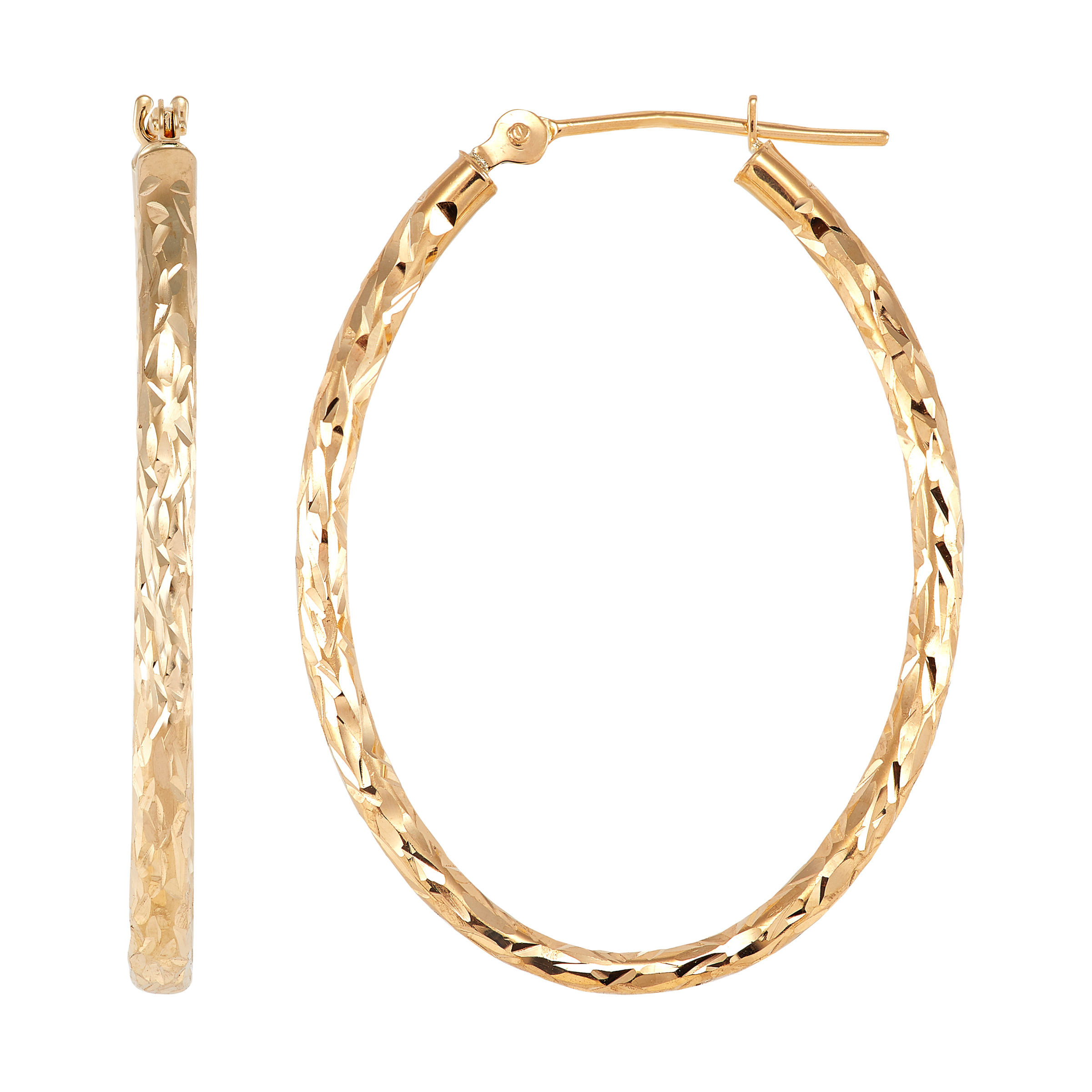 Brilliance Fine Jewelry 10K Yellow Gold 2X30MM Hollow Oval Hoop