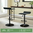 thumbnail image 4 of Backless Bar Stools Set of 2, 360° Swivel Adjustable Height PU Leather Bar Chairs, Modern Simple Counter Stools for Kitchen Island, Dining, Bar or Café Use (Black), 4 of 9